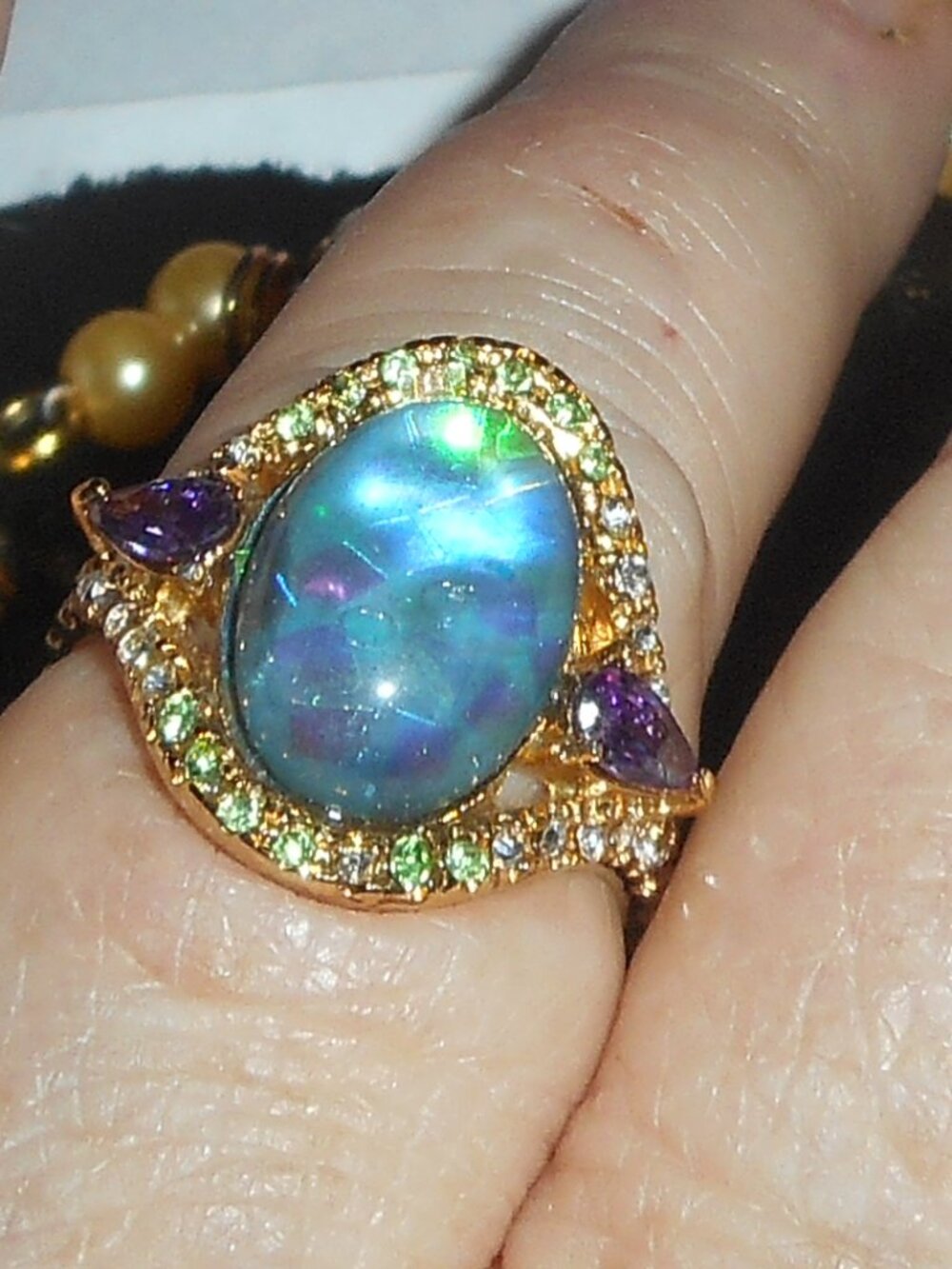SMOOTH ring on gold color band - , RING SIZE 9
